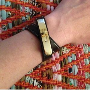 Brown and gold wrap leather bracelet! About 15".